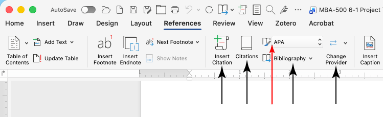 Citation Format Drop-Down Menu